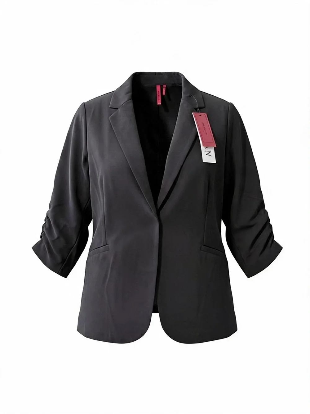 Black 3/4 Gathered Sleeve Blazer Size XXL - Picture 1 of 5